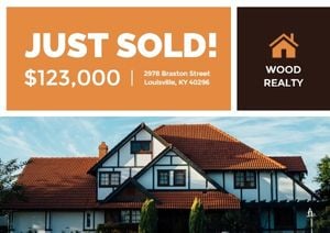 real estate, broker, agency, Orange House Business Postcard Template