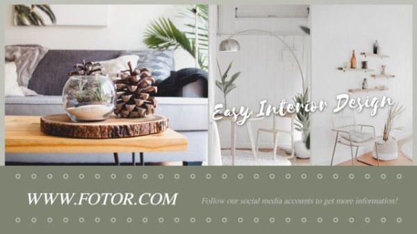 graphic design, home decoration, life, Green Interior Design Studio Youtube Channel Art Template