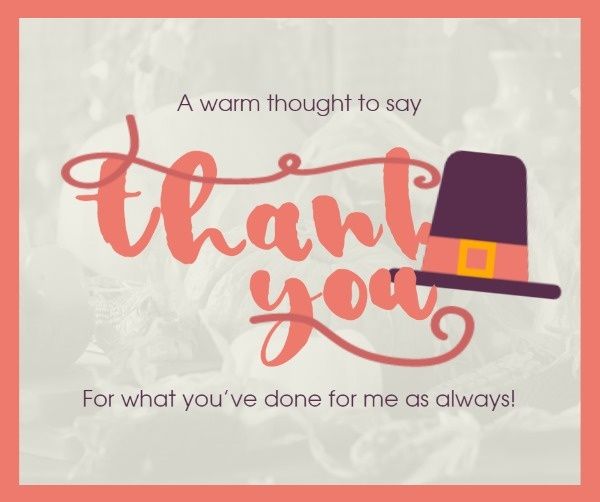wishes, greeting, holiday, Thanksgiving Thank You Card Facebook Post Template