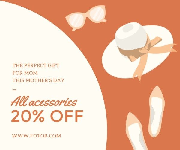 mother's day sale, sale, sales, Orange Mother's Day Promotion Facebook Post Template