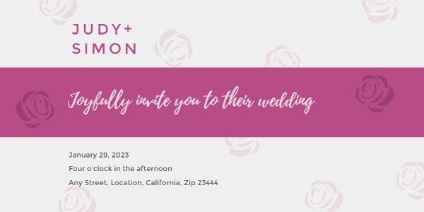 invite, marriage, love, Purple Rose Wedding Invitation Twitter Post Template