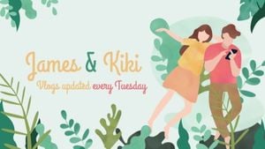 valentine, lovers, couples, Green Leaves Background Couple's Daily Life Youtube Channel Art Template