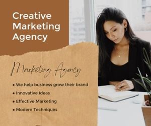 work, company, woman, Brown Creative Marketing Agency Facebook Post Template