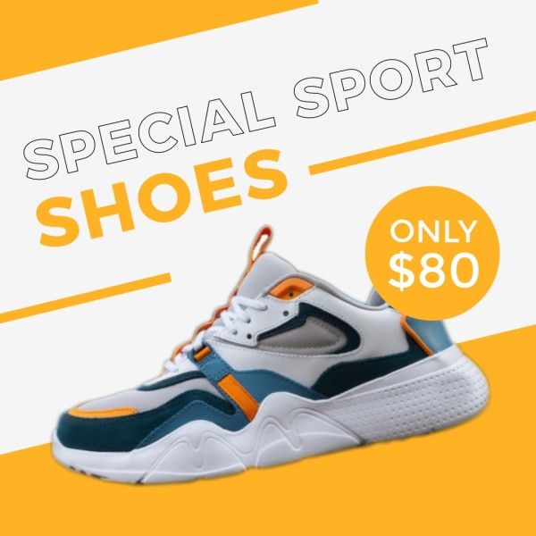 sneakers, Yellow Special Sports Shoes Sale Instagram Post Template