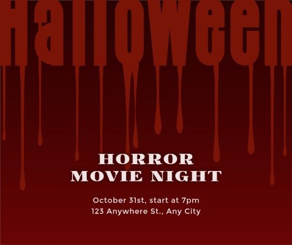 horror movie, horror movie night, party, Halloween movie night Facebook Post Template