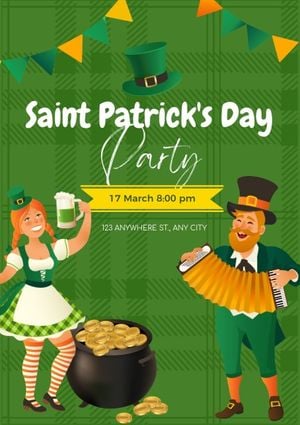 緑の漫画聖パトリックの日パーティーイベント ポスター