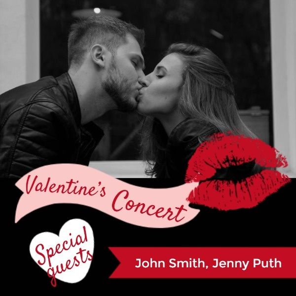 love, music, show, Black Valentine's Day Concert Instagram Post Template