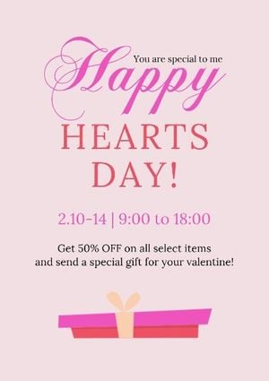 valentines day, sale, love, Pink Happy Heart Day Promotion Poster Template