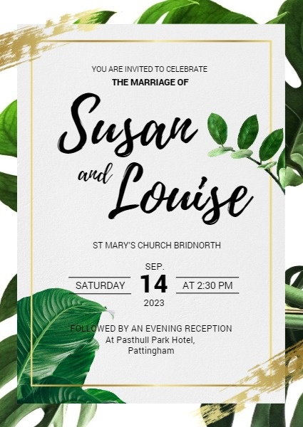 White Botanical Wedding Invitation Invitation