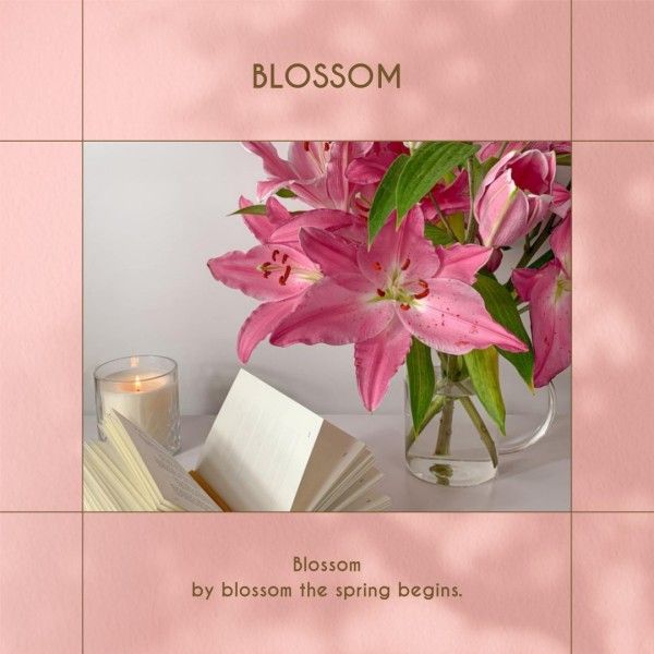 photo collage, flower, Pink Simple Modern Spring Blossom Instagram Post Template
