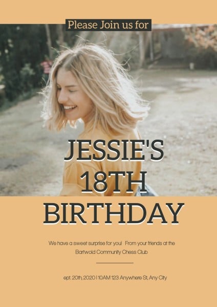 18歳の誕生日パーティーの招待状 ポスター