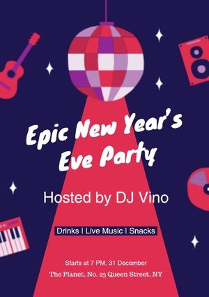 fun, life, music, New Year's Eve Party Poster Template