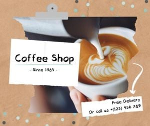 sale, marketing, commercial, Vintage Coffee Shop Business Facebook Post Template