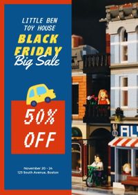 toy stores, promotions, events, Black Friday Toy Sale Poster Template