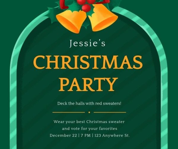 ceremony, parties, event, Green Christmas Party Facebook Post Template