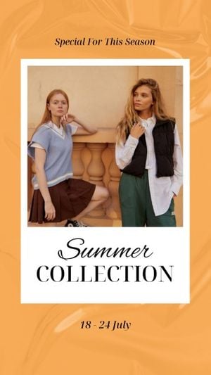 オレンジシンプルモダンサマーファッションコレクション Instagram Story
