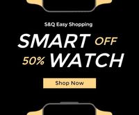 online sale, banner ads, electronics, Black Smart Watch Cyber Monday Sale Large Rectangle Template