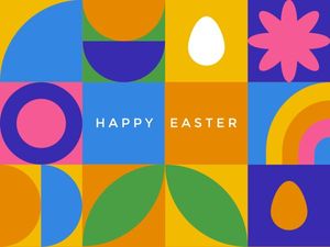 Colorful Geometric Happy Easter Day Card