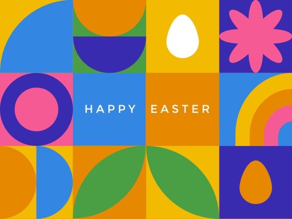 greeting, celebration, celebrate, Colorful Geometric Happy Easter Day Card Template