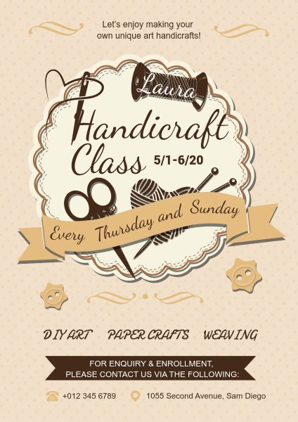 service, handmade, course, Handicraft Class Poster Template