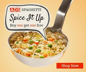 noodles, online ads, sale, Yellow Spaghetti Banner Ads Large Rectangle Template