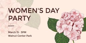 march, international women's day, march 8, Beige Pink Flower Women's Day Party Twitter Post Template