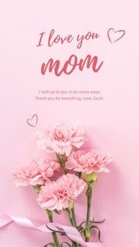 mothers day, mother day, celebration, Pink Simple Floral Mother's Day Greeting  Instagram Story Template