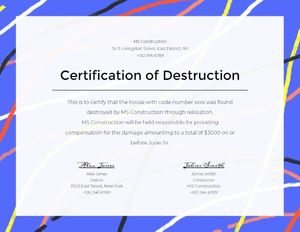 Engineering Company Certificate