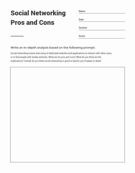 learning, network, study, White Social Media Pro And Con Paper Worksheet Template