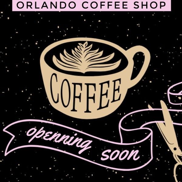 cup, coffee shop, cafe, Black Coffee House Grand Opening Instagram Post Template