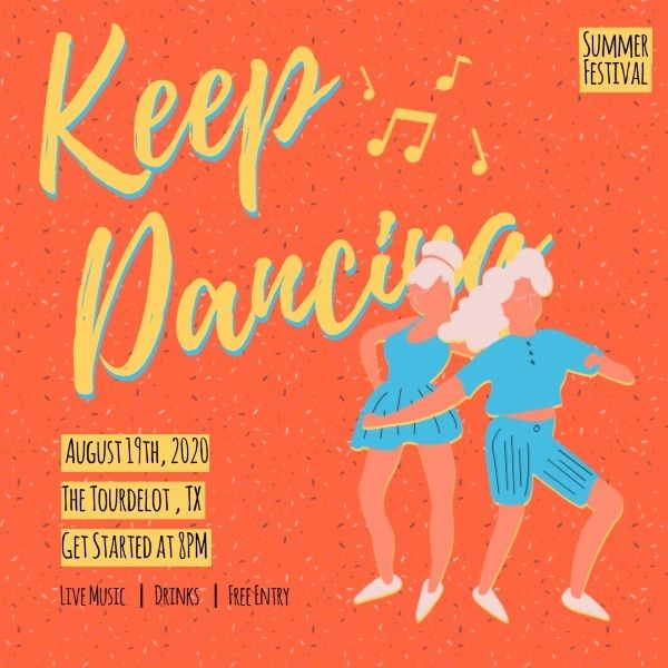 keep, dancing, dance, Red Summer Festival  Instagram Post Template