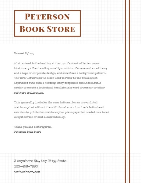 White Book Store Letter Letterhead