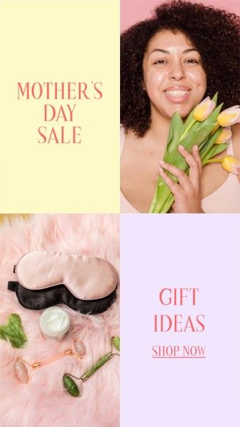 photo collage, mothers day, mother day, Pastel Pink Purple Mother's Day Gift Ideas Instagram Story Template