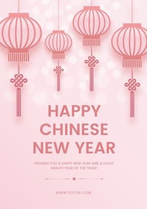 traditional chinese new year, year of the tiger, 2022, Pink Happy Chinese New Year Poster Template