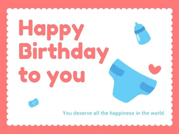 赤いフレーム赤ちゃんの誕生日カード メッセージカード