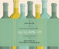 club, wine club, promotion, Cyber Monday Wine Special Sale Facebook Post Template