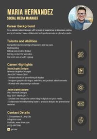managment, cv, job, Social Media Manager Golden Resume Template