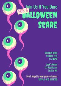 Purple Scary Halloween Night Invitation