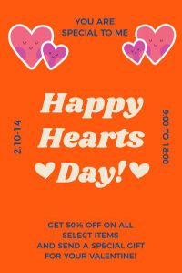 love, valentines day, valentine, Orange Background Of Happy Hearts Day Pinterest Post Template