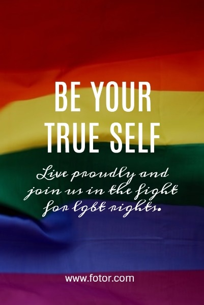 Be Your True Self Rainbow Flag Quote Pinterest Post