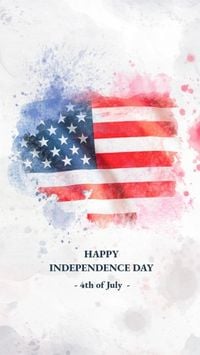 4th of july, america, celebration, Grey Watercolor Happy Independence Day Instagram Story Template