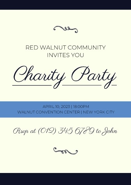 Blue And Yellow Charity Party Invitation Poster