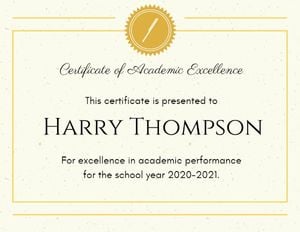 attendance, official, office, Academic Excellence Certificate Template