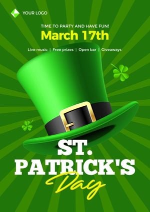 st patricks day, happy st patricks day, st. patrick, Green Hat Saint Patricks Day Party Event Poster Template
