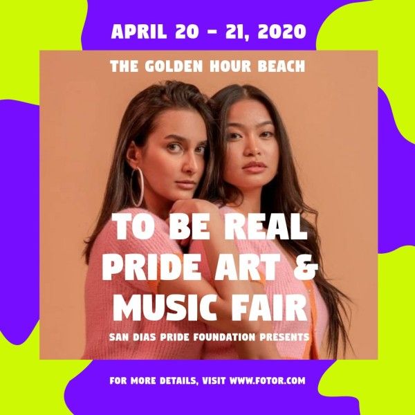 girl, fashion, life, Pride Art And Music Fair Instagram Post Template