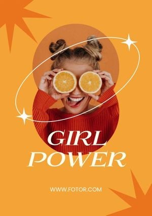 橙色女孩力量国际妇女节 英文海报