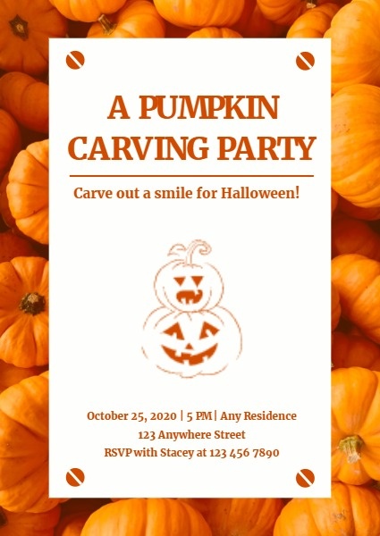 Yellow Pumpkin Carving Party Invitation