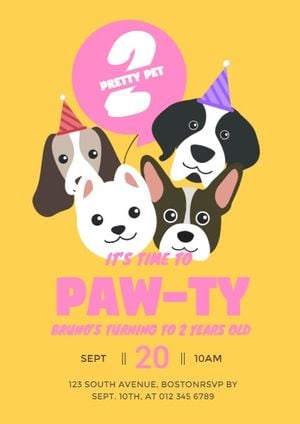 balloons, birthdays, celebrating, Pet Paw-ty Invitation Template