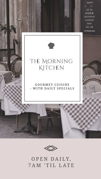 ads, advertisement, morning kitchen, Black And White Restaurant Sales Instagram Story Template