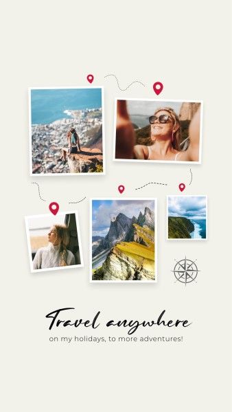 travel, journey, summer, Soft Green Nature Trip Collage Photo Collage 9:16 Template